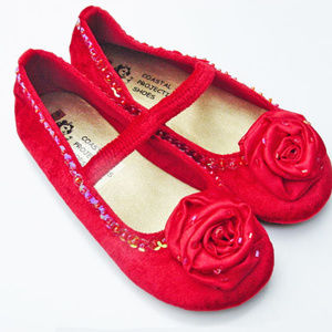 NEW Coastal Projection Red Velvet & Sequins Girls Christmas Shoes 2 4 6‎ 7 Tdlr